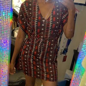 Printed dress with belt